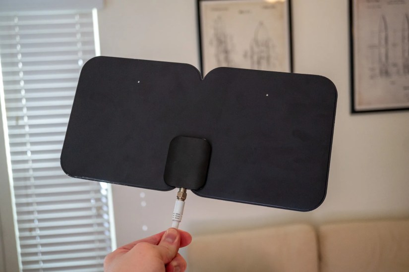 Holding a TV antenna from Tablo 4th Gen