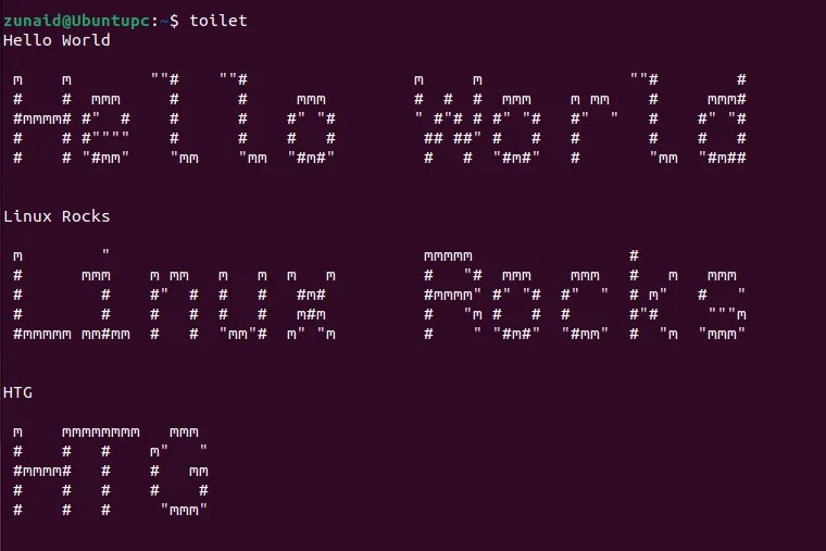 Displaying ASCII text banners on the Linux terminal