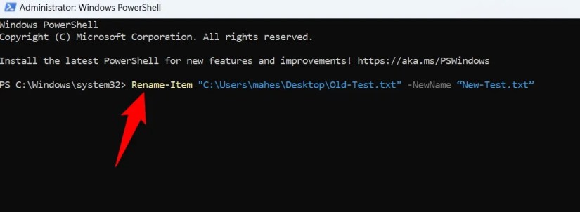 &lsquo;Rename-Item&rsquo; cmdlet in a PowerShell window.