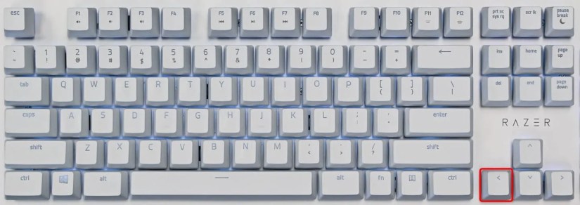 Left Arrow key highlighted on a keyboard.