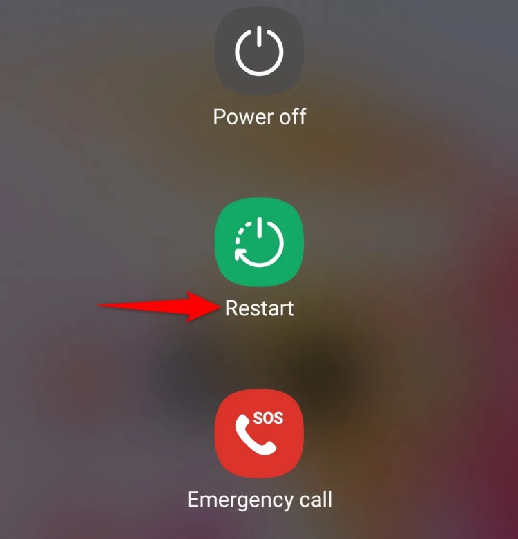 &lsquo;Restart&rsquo; highlighted in Power menu on Android.