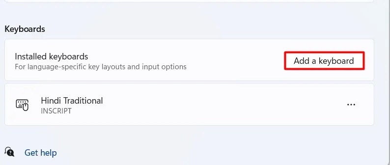 Add a keyboard option in the Settings app