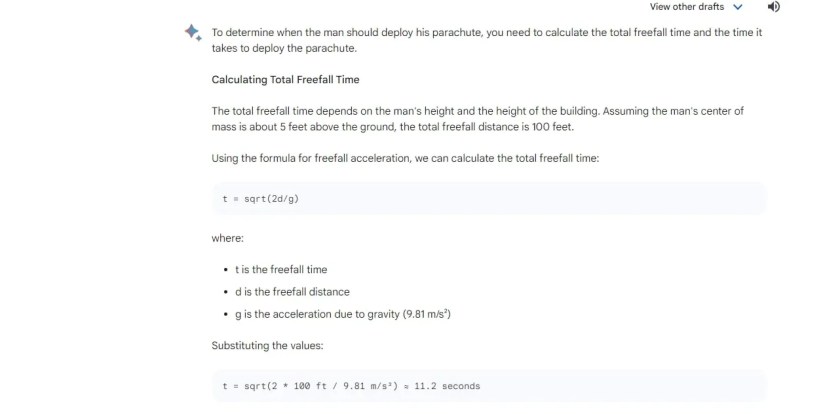 Screenshot of Google Bard&rsquo;s response to a nonsensical prompt on desktop.