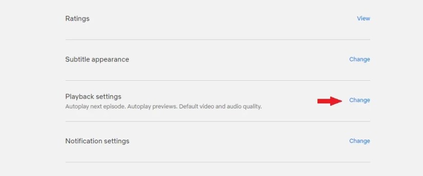 The button to change &lsquo;Playback Settings&rsquo; for Netflix.