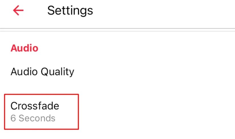 Crossfade option in Apple Music Android.
