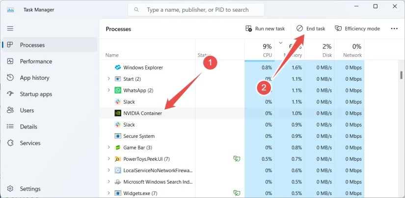 Ending the &lsquo;NVIDIA Container&rsquo; process in Windows Task Manager