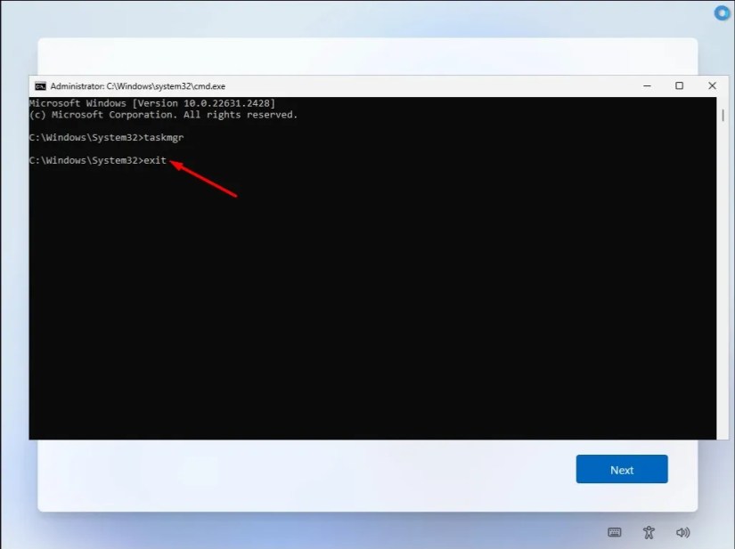 Exit command in Command Prompt