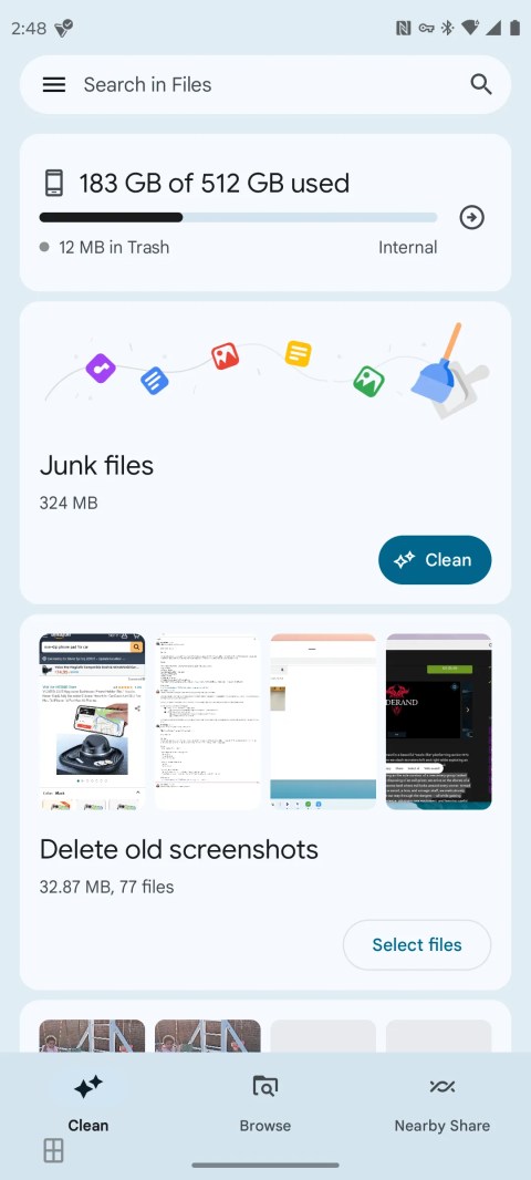 Files by Google has the built-in ability to clear up space by deleting files.