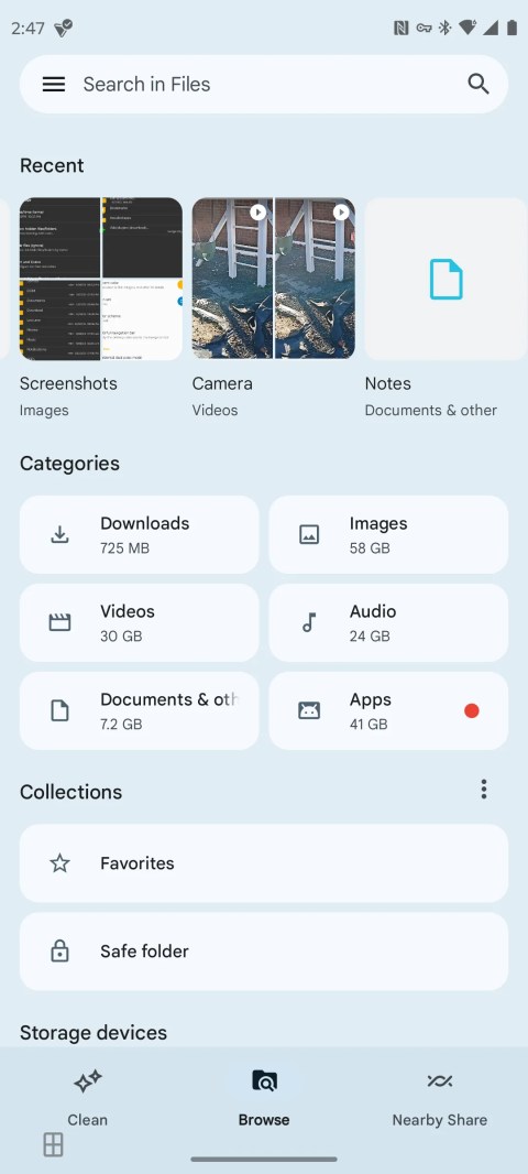 Files by Google places recent files front and center.