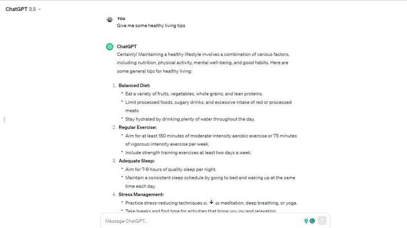 ChatGPT&rsquo;s advice on healthy living tips