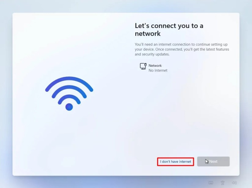 I don&rsquo;t have internet option during Windows installation