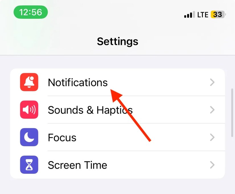 iPhone Settings (notification).