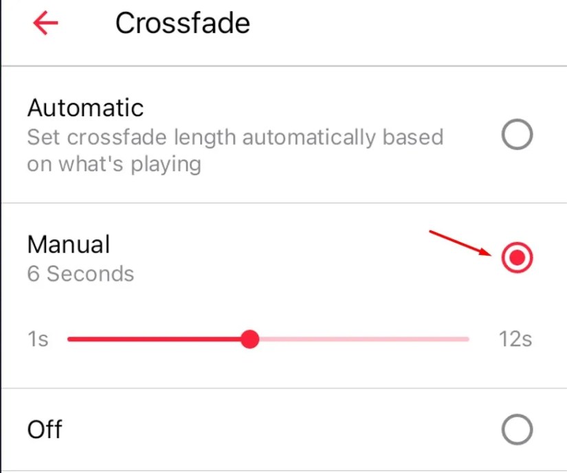 Manual option in Apple Music Android.