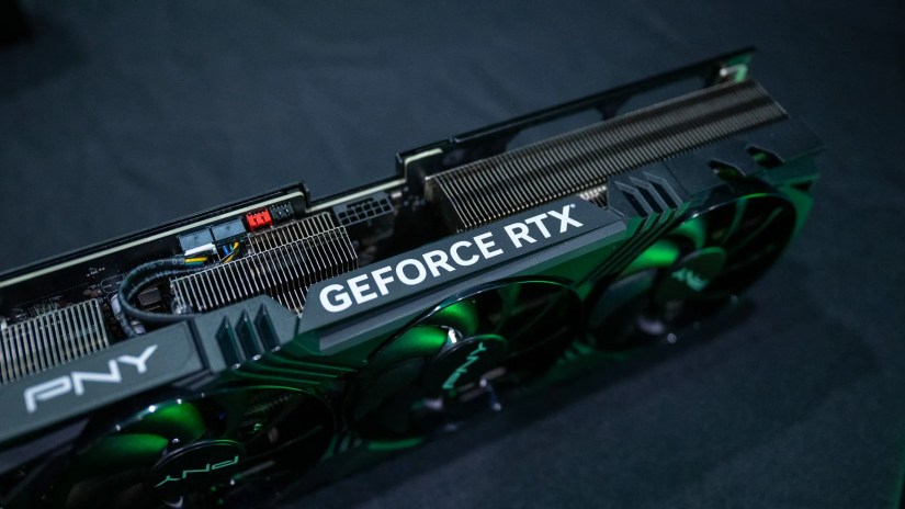 Nvidia GeForce RTX logo on a 4070 Ti gaming GPU.