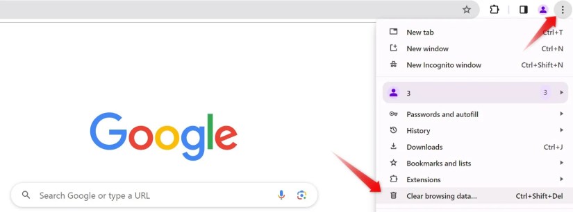Opening Chrome Settings to clear the cache