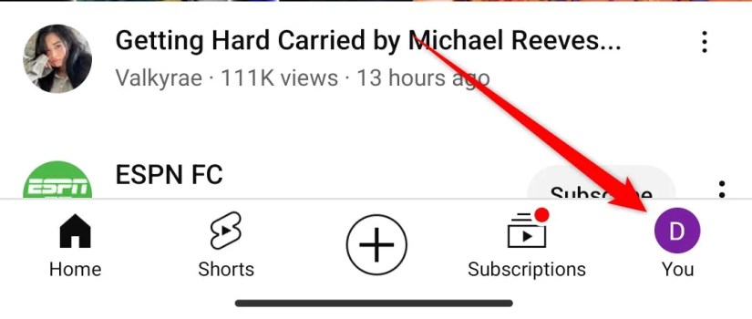 A screenshot of the profile icon on the Youtube homepage