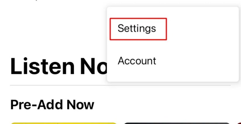 Settings option in Apple Music Android.
