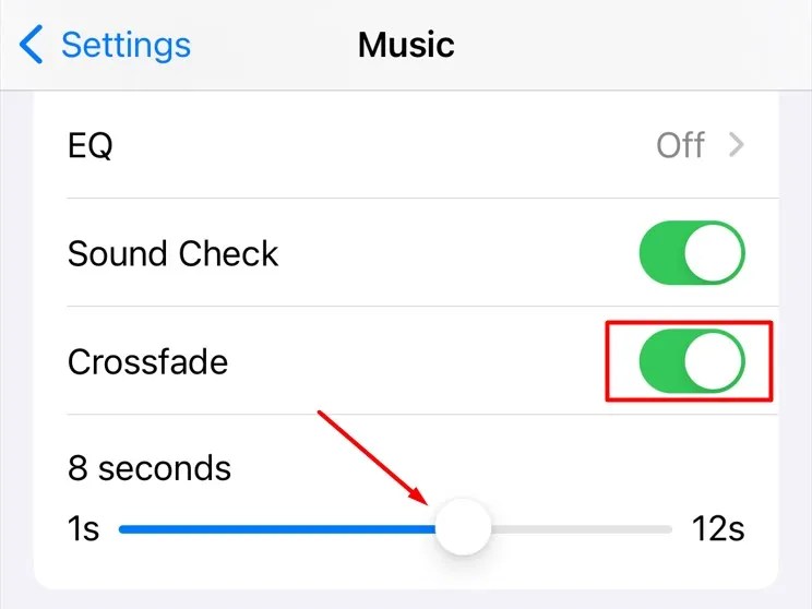 Slider in Apple Music iPhone.