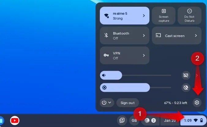 Opening Chromebook settings