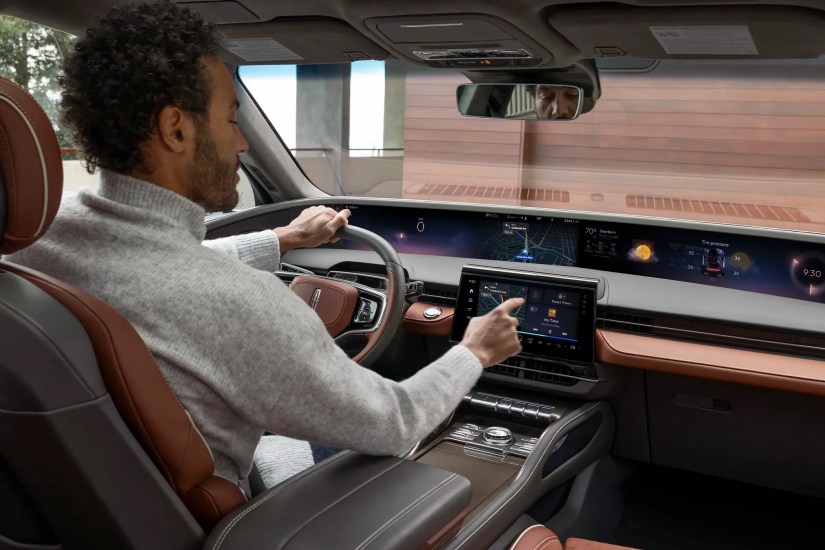 Someone testing Ford&rsquo;s new infotainment experience in a Lincoln Nautilus.