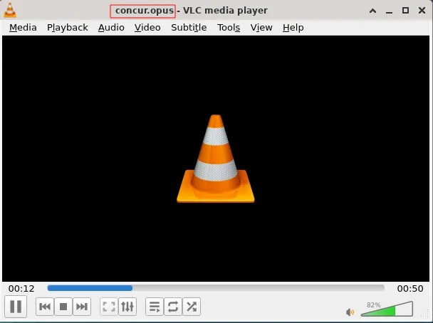 VLC playing the concur.opus file.