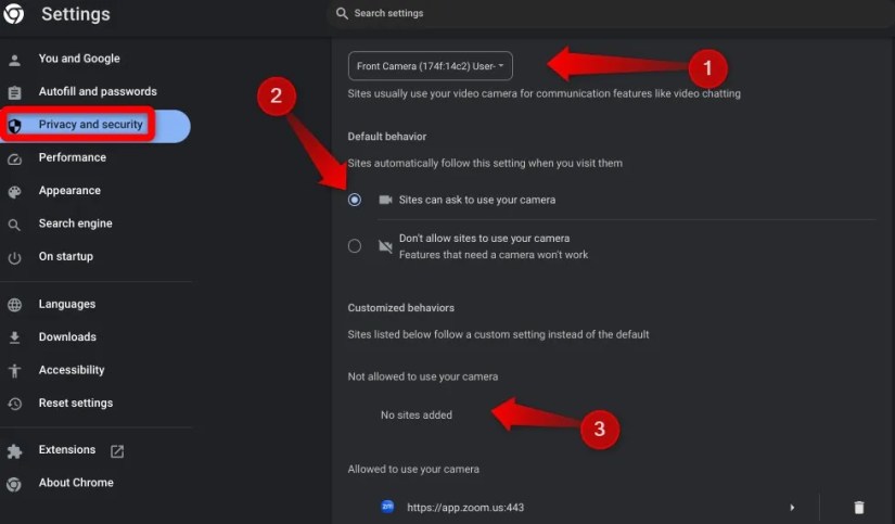 Changing the site settings in chrome.