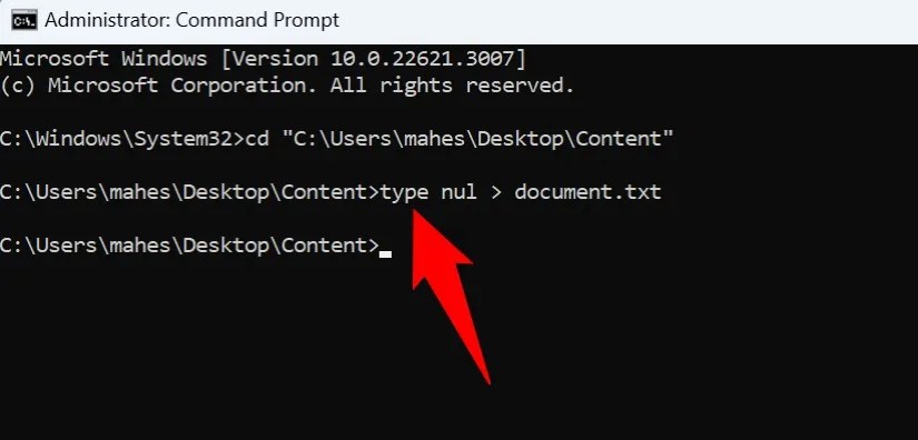 Create a file with Command Prompt.