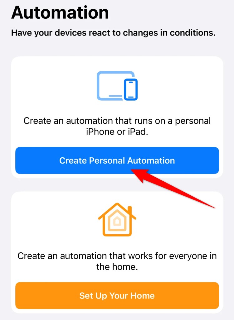 Creating a new automation in &lsquo;Shortcuts&rsquo; for iPhone.