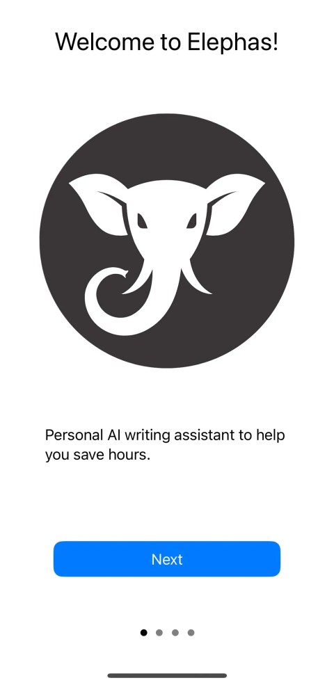 Elephas' welcome page.