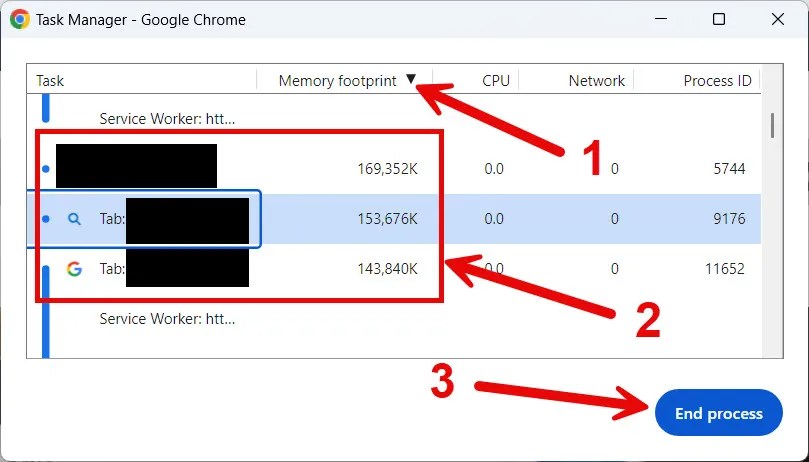 Ending a task in Chrome&rsquo;s task manager.