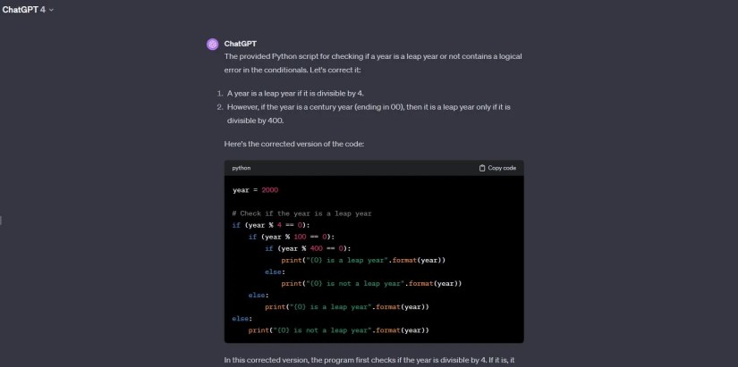 ChatGPT code analysis on desktop.