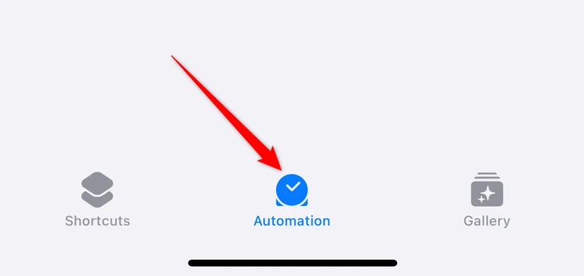 The &ldquo;Automation' tab in the iPhone Shortcuts app.