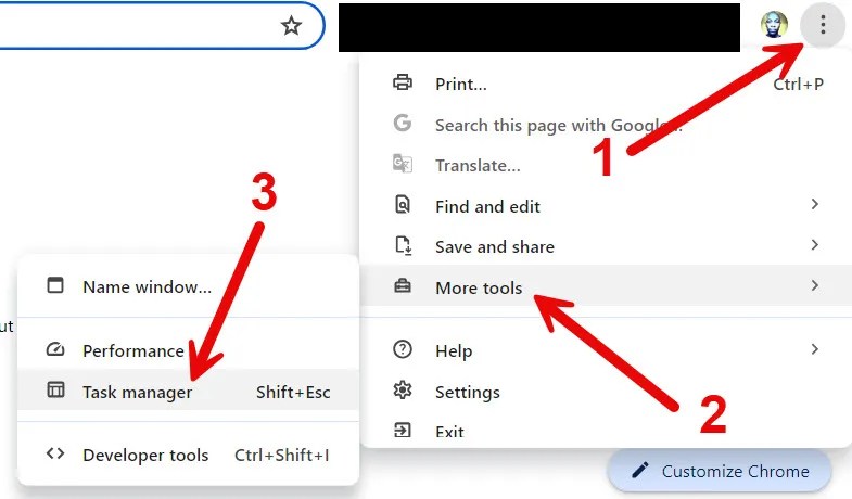 Opening Chrome&rsquo;s task manager.