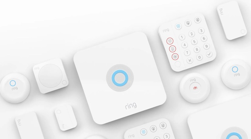 Ring Alarm system components.