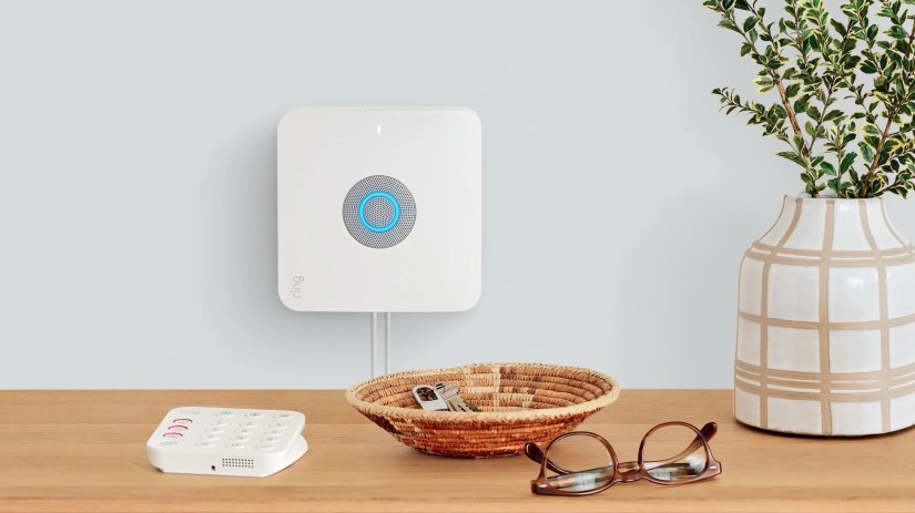 Ring alarm system in a living room.