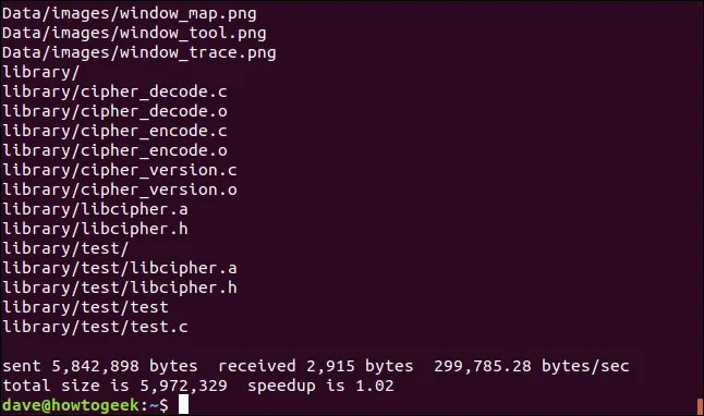 Rsync&rsquo;s output over SSH looks the same as any other output.