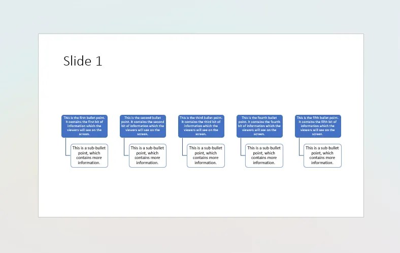 PPT slide showing the paragraphs converted to SmartArt.