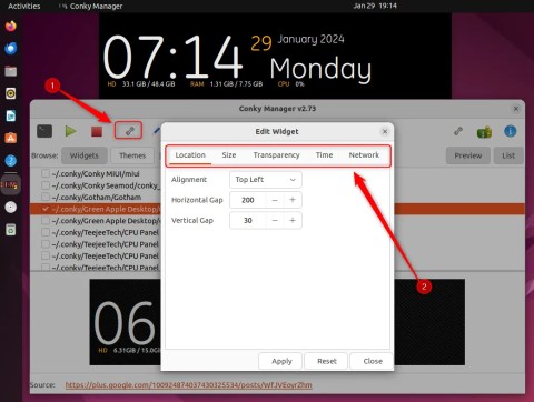 Using Conky Manager to Edit Conky Widgets