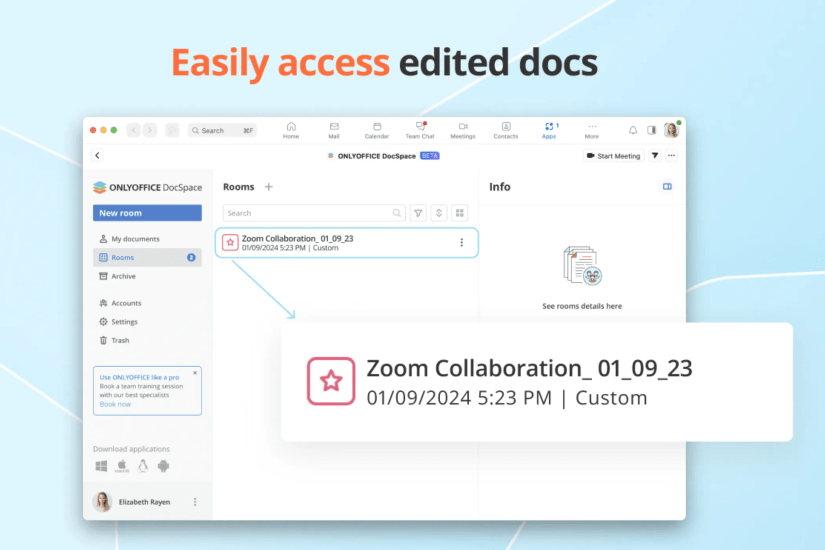 ONLYOFFICE DocSpace Access edited docs Image