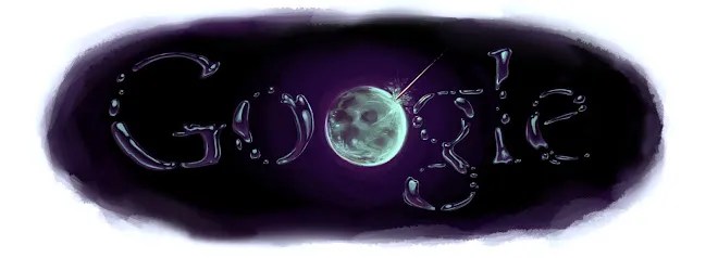 Google Doodle for the discovery of water on the Moon in 2009.