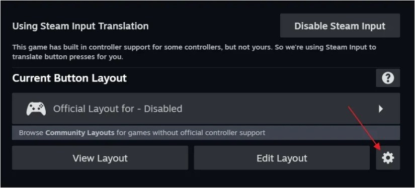 Gear icon in the Controller Settings window.