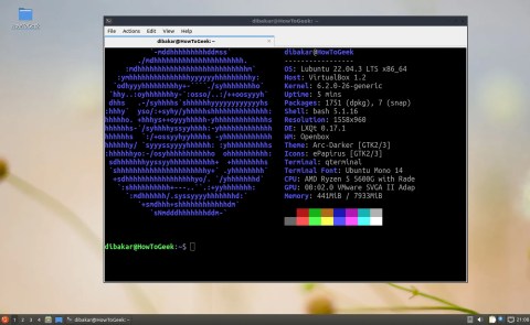 Lubuntu Linux Desktop showing a terminal window of Neofetch.