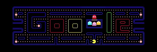 Google Doodle for Pac-Man&rsquo;s 30th anniversary.