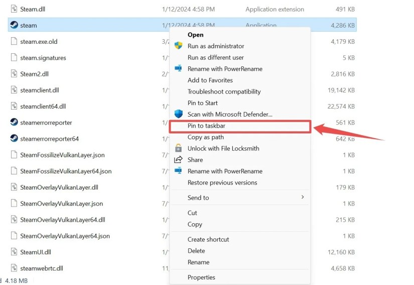 Pinning an app to the Taskbar on Windows 11.