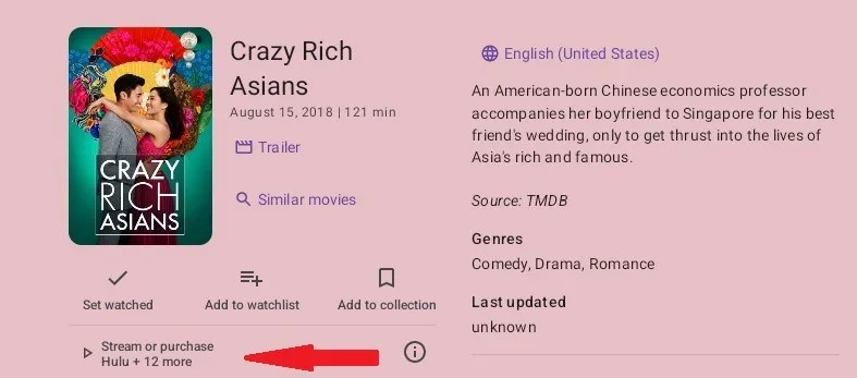 Click on stream or purchase to find platforms on ScreenGuide