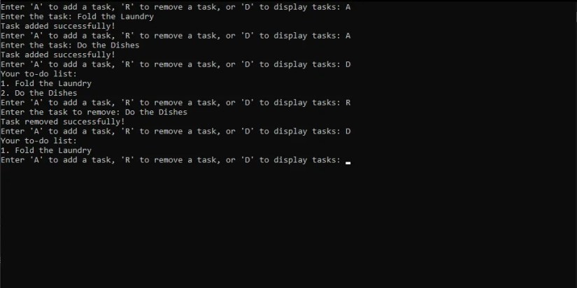 testing a to-do list app menu coded in Python