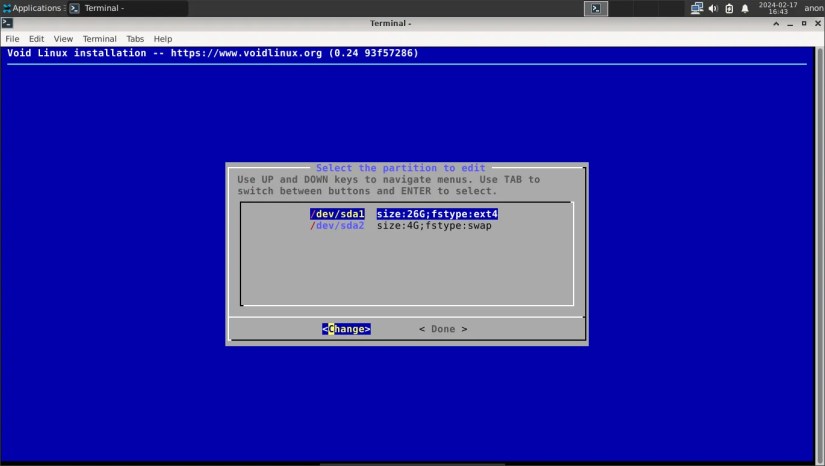 The filesystem scheme for a installing Void to a BIOS system.
