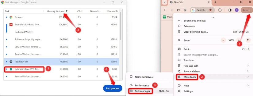 Closing a resource-hungry process in Chrome&rsquo;s task manager.