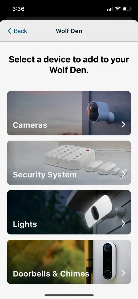 A setup screen in the Arlo Secure app