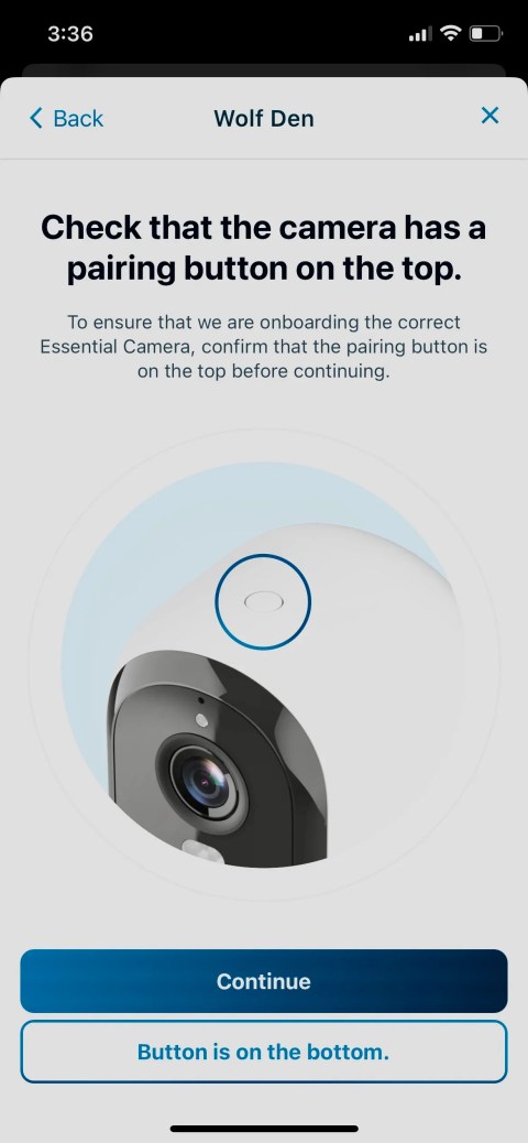 A setup screen in the Arlo Secure app